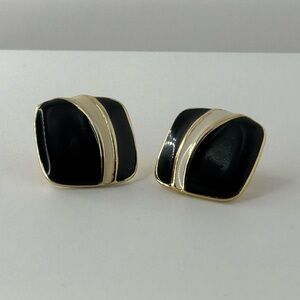 Black and Gold enamel Earrings